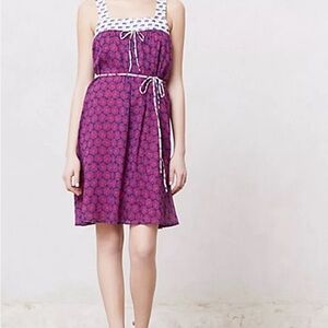 Anthropologie Hei Hei Orissa Menagerie Elephant Print Magenta Dress without belt